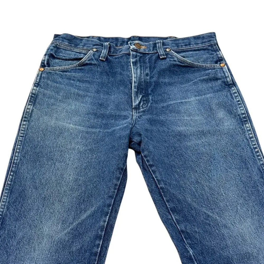 Vintage Wrangler Blue Denim Jeans Mens 30x27 Western Straight Leg y2k